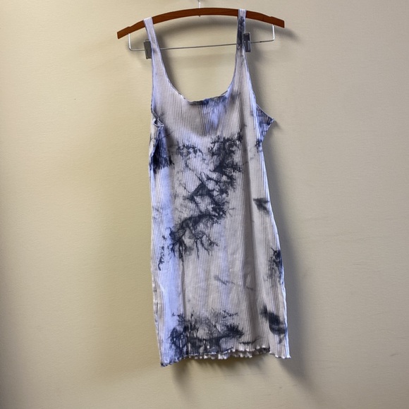Notch Neck Ribbed Tie Dye Mini Bodycon Summer Dress Size Large - Picture 14 of 14